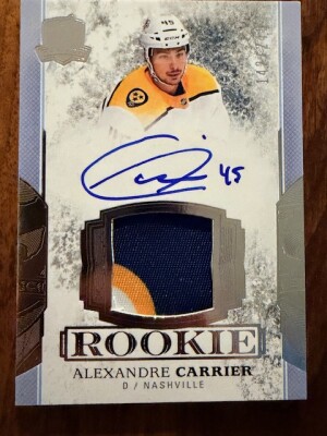 2017-18 UD The Cup Alexandre Carrier Rookie Patch Auto RPA /249 #137 – 3 Colour Patch