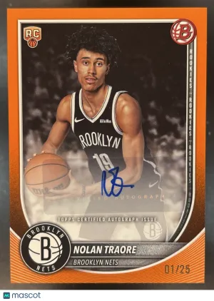 Flagship Nolan Traore Base Paper Retail Autograph Orange Border #RVA-NT Brooklyn Nets