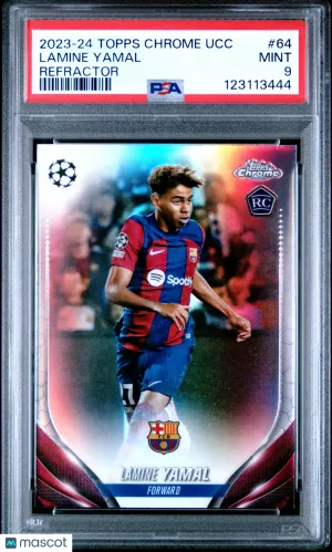 2023-24 Topps Chrome UEFA Club Competitions Lamine Yamal #64 Refractor PSA 9