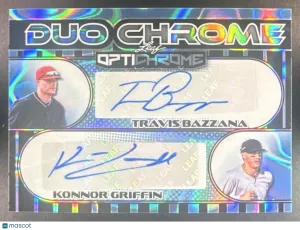 Travis Bazzana Konnor Griffin Optichrome Duochrome Autographs Lava Platinum Blue 2/7 #D-20