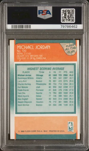 1988 Fleer Michael Jordan #120 All Star PSA 8 back