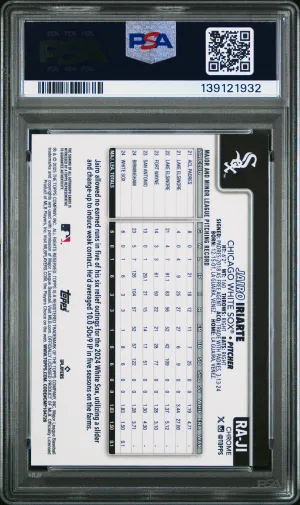 2025 Topps Chrome Rookie Autographs Jairo Iriarte #RAJI Aqua Wave /199 PSA 10 back
