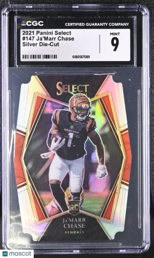2021 Panini Select Ja'Marr Chase Silver Die-Cut Rookie #147 CGC 9 Cincinnati Bengals
