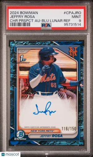 2024 Bowman Chrome Prospect Autographs Jeffry Rosa CHR Prspct Au Blu Lunar Ref PSA 9