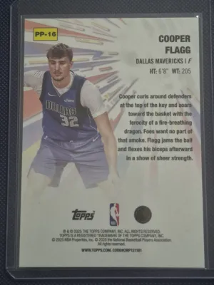 Topps 2025-26 Cooper Flagg Rookie Insert Power Players #PP-16 Dallas Mavericks back