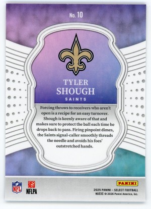 2025 Panini Select #10 Tyler Shough Select Certified Rookie back