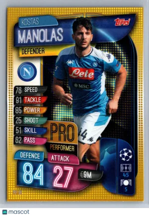2019-20 Topps Match Attax UEFA Champions League Gold #PP10 Kostas Manolas SSC Napoli Soccer Card