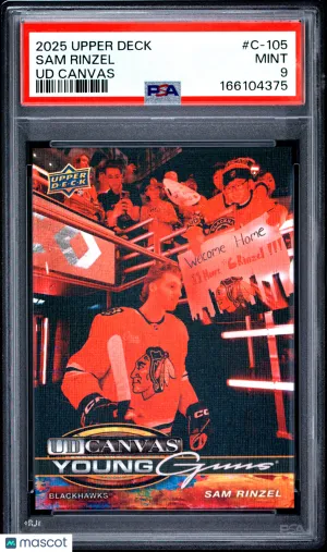 2025/26 Upper Deck UD Canvas Sam Rinzel #C-105 Young Guns Rookie PSA 9