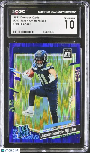 2023 Donruss Optic Jaxon Smith-Njigba Purple Shock Rookie #293 CGC 10 Seattle Seahawks
