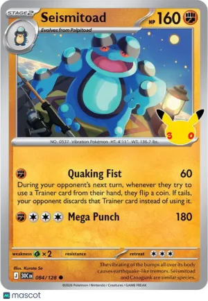 Pokemon TCG 30th Celebration Seismitoad Reverse Holo #84/128