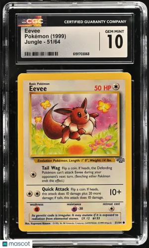Eevee 1999 Pokemon Jungle CGC 10 #51/64