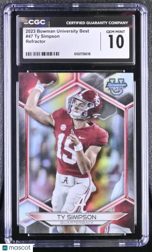2023 Bowman University Best Ty Simpson Refractor Rookie #47 CGC 10 Alabama Crimson Tide
