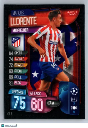 Marcos Llorente Atletico Madrid 2019-20 Topps Match Attax UCL #ATL9 Soccer Card