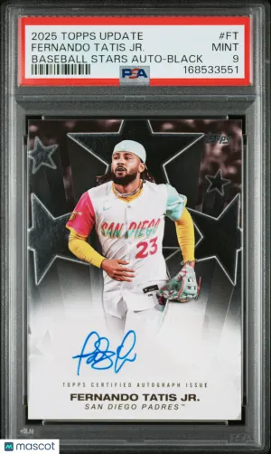 2025 Topps Update Baseball Stars Autographs Fernando Tatis JR. Black 1/1 PSA 9