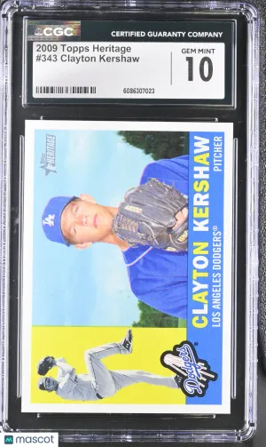 2009 Topps Heritage Clayton Kershaw #343 CGC 10 Los Angeles Dodgers