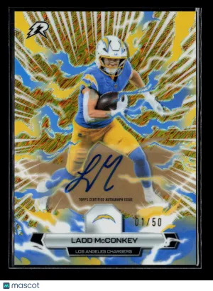 2024 Topps Rip Football Ladd McConkey #55 01/50 Auto