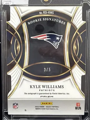 2025 Panini Select Kyle Williams #RSI-KWS Green Scope /5 RC back