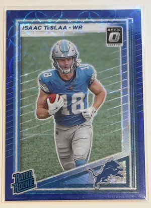 Isaac Teslaa 2025 Panini Donruss Optic #338 Rated Rookie Blue Velocity Circles (SP)