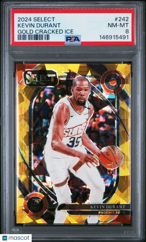 2024 Panini Select Kevin Durant Gold Cracked Ice /10 #242 Phoenix Suns PSA 8
