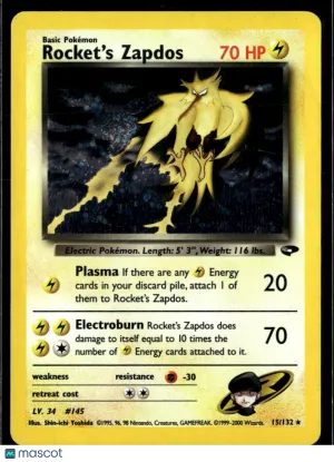 Rocket's Zapdos 2000 Gym Challenge Holo Rare #15/132