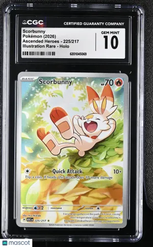 Scorbunny #225/217 2026 Pokemon Ascended Heroes CGC 10 Pokemon TCG
