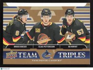 2020-21 Upper Deck Brock Boeser / Elias Pettersson / Bo Horvat #TT-V2 Team Triples Gold