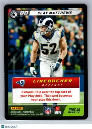 Clay Matthews 2019 Panini NFL Five #U106-19 Los Angeles Rams