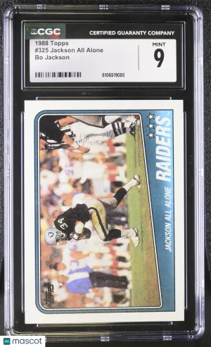 1988 Topps Jackson All Alone Bo Jackson #325 CGC 9 Oakland Raiders