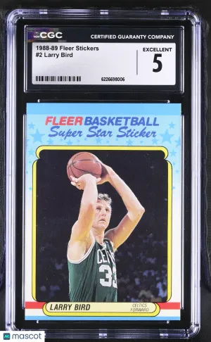 1988-89 Fleer Stickers Larry Bird #2 CGC 5 Boston Celtics