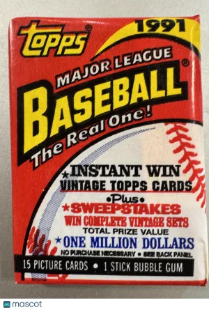 1991 Topps Baseball 1 Stick Bubble Gum