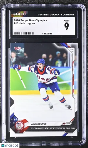 2026 Topps Now Olympics Jack Hughes #18 CGC 9 USA