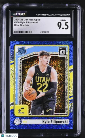 2024-25 Donruss Optic Kyle Filipowski Blue Sparkle /180 Rookie #300 CGC 9.5 Utah Jazz