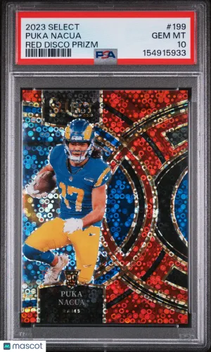 2023 Panini Select Puka Nacua #199 Red Disco Prizm PSA 10