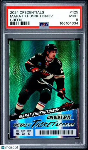 2024/25 Upper Deck Credentials Marat Khusnutdinov #125 Green Rookie 16/25 PSA 9