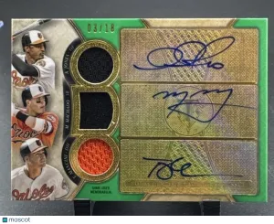 2017 Topps Triple Threads Manny Machado Adam Jones Trey Mancini #ARC-JMM Emerald / Parallel/Variety Rookie Memorabilia I