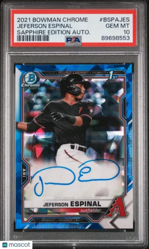 2021 Bowman Chrome Sapphire Edition Autographs Jeferson Espinal Sapphire Edition Autograph PSA 10
