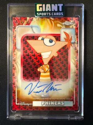 VINCENT MARTELLA PHINEAS 26 TOPPS DISNEY CHROME MICKEY RED BLACK AUTO /28 Q1739 front
