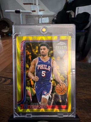 2025-26 Topps Chrome #197 Quentin Grimes Yellow RayWave Refractor #/275