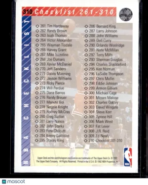 1992 Upper Deck NBA Michael Jordan #310 Checklist