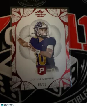 2024 Leaf Trinity Pristine Football Ju Ju Lewis #63 Red Foil SN#15/75 BUFFS QB1