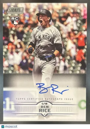 Stadium Club Ben Rice Base Autograph #SCBA-BR New York Yankees