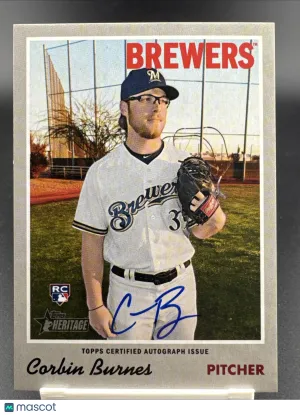 2019 Topps Heritage Corbin Burnes #ROA-CBU [Base] Rookie Insert