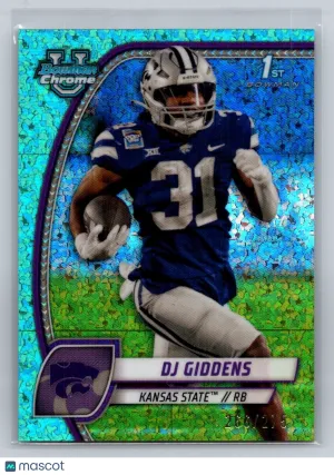 2024 Bowman University Aqua Mini Diamond DJ Giddens /275 #33 Kansas State Wildcats Football Card