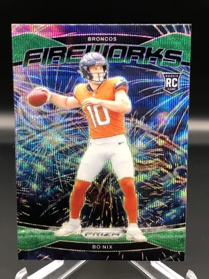 2024 Panini Prizm No.23 Fireworks Green Wave Bo Nix Rookie Card