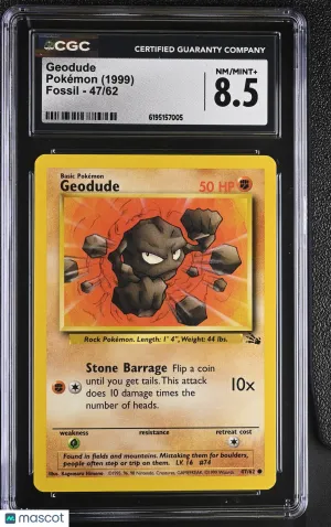 Geodude 1999 Pokemon Fossil CGC 8.5 #47/62