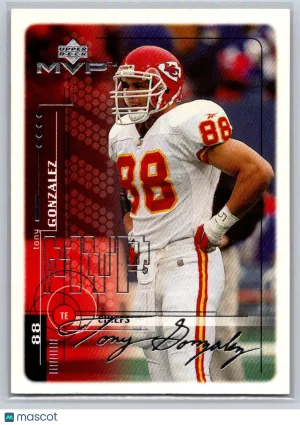 1999 Upper Deck MVP 92 Tony Gonzalez Silver Script Kansas City Chiefs