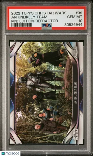 An Unlikely Team 2022 Topps Chrome Star Wars The Mandalorian Beskar Edition #39 PSA 10 -