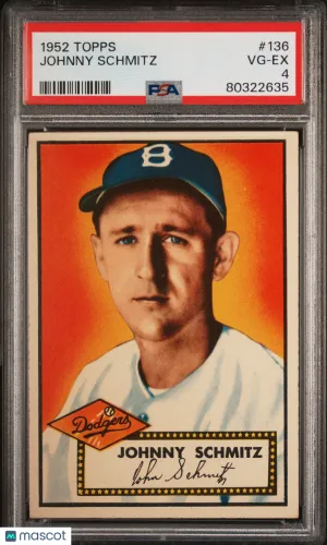 1952 Topps Johnny Schmitz #136 PSA 4