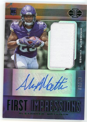 2019 Panini Illusions Alexander Mattison Rookie Auto Jersey First Impressions Green 73/99 #102