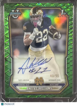 2026 Bowman Chrome University Football Aneyas Williams #BCPA-AW Green Shimmer Refractor /99